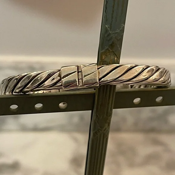 Silpada Rare Sterling Silver & 14k Yellow Gold Bangle Bracelet - Picture 9 of 10